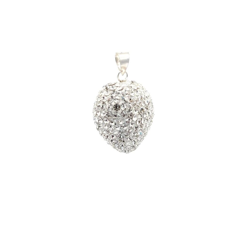 925 Sterling Silver Pendant Crystals Large White Heart - Picture 5 of 5